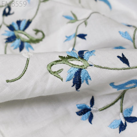 Embroidery Cotton Fabric by the Yard Indian Embroidered Sewing Fabric DIY Crafting Summer Women Dresses Costumes Doll Bag Home Decor Curtain