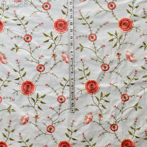 Embroidery Cotton Fabric by the Yard Indian Embroidered Sewing Fabric DIY Crafting Summer Women Dresses Costumes Doll Bag Home Decor Curtain