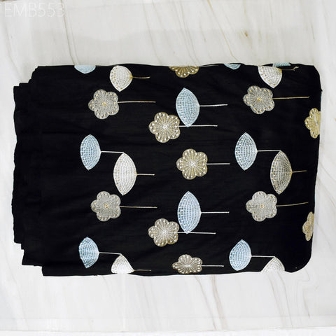 Black Fabric by the yard Sewing DIY Crafting Indian Embroidery Wedding Dress Costumes Dolls Bags Cushion Covers Table Runners Blouses