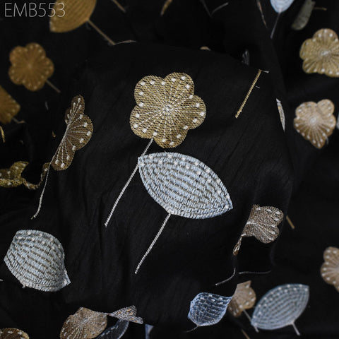 Black Fabric by the yard Sewing DIY Crafting Indian Embroidery Wedding Dress Costumes Dolls Bags Cushion Covers Table Runners Blouses