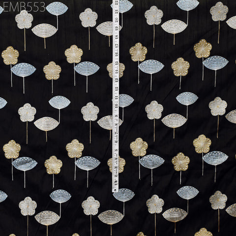 Black Fabric by the yard Sewing DIY Crafting Indian Embroidery Wedding Dress Costumes Dolls Bags Cushion Covers Table Runners Blouses