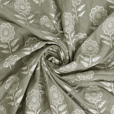 Floral Embroidered Cotton Fabric by the Yard Indian Embroidery Sewing DIY Crafting Women Summer Dresses Costumes Tote Bag Home Decor Curtain