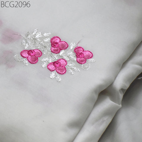 42" Pink Embroidered Sewing Cotton Fabric by the Yard Embroidery Quilting Crafting Nursery Kids Summer Dress Costumes Dolls Pillow Covers