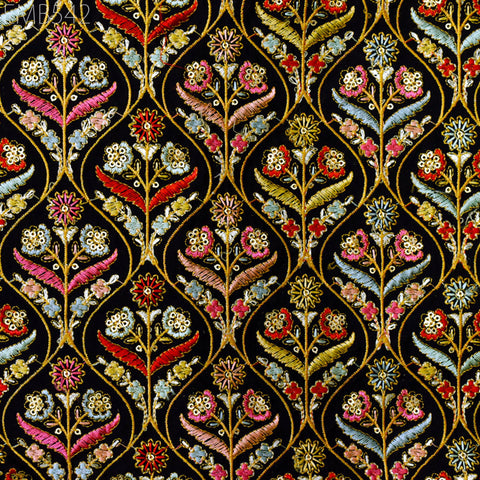 41" Embroidered Fabric by yard Sewing Indian Embroidery Wedding Dress Brides Costumes Blazers Long Dresses Blouses Bags Dolls DIY Crafting