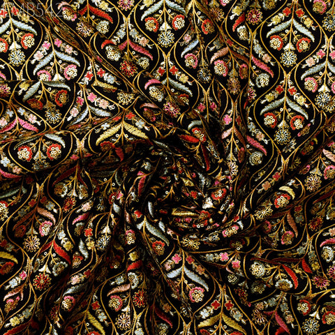 41" Embroidered Fabric by yard Sewing Indian Embroidery Wedding Dress Brides Costumes Blazers Long Dresses Blouses Bags Dolls DIY Crafting