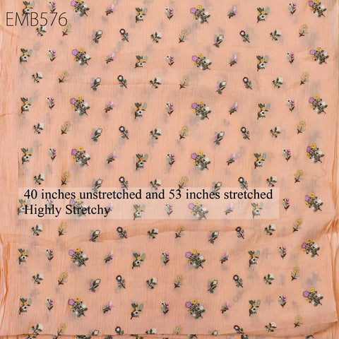 40'' Organic Cotton Crepe Embroidered Crinkled Soft Fabric by the yard Wrinkled Stretchable Indian Sewing Summer Kids Girls Women Dresses
