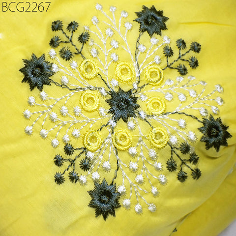 42" Embroidered Indian Cotton Fabric by the Yard Embroidery Sewing Nursery Curtain Crafting Summer Kids Women Dress making Material Quilting