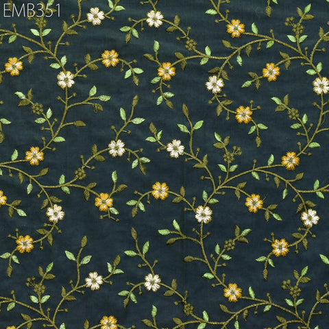 Embroidered Cotton Fabric by the Yard Indian Embroidery Sewing DIY Crafting Summer Women Kids Dresses Costumes Doll Bag Home Decor Curtain
