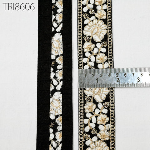 9 Yard Black Embroidery Ribbons Trim Theatrical Costumes Gift Wrapping Indian Sari Wholesale Embroidered Border Sewing DIY Crafting Tapes