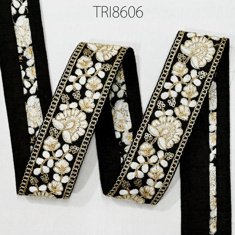 9 Yard Black Embroidery Ribbons Trim Theatrical Costumes Gift Wrapping Indian Sari Wholesale Embroidered Border Sewing DIY Crafting Tapes