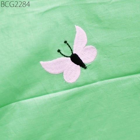 Indian Mint Green Embroidered Cotton Fabric by the Yard Embroidery Sewing Crafting Nursery Drapery Kids Summer Dresses Skirt Pillowcases