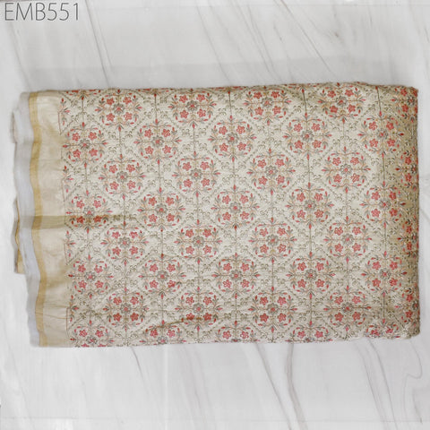 Embroidered Fabric by the yard Sewing DIY Crafting Indian Embroidery Wedding Dress Costumes Dolls Bags Cushion Covers Table Runners Blouses