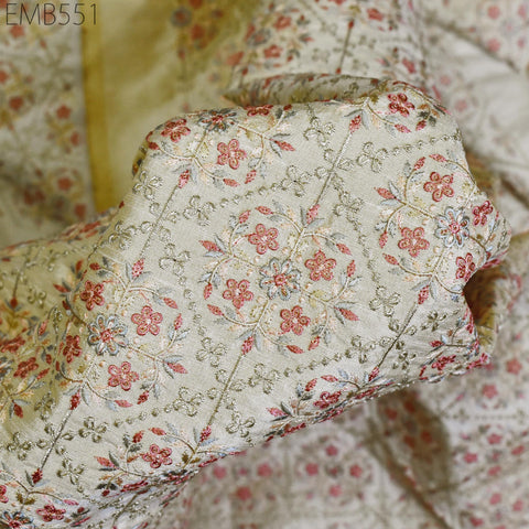 Embroidered Fabric by the yard Sewing DIY Crafting Indian Embroidery Wedding Dress Costumes Dolls Bags Cushion Covers Table Runners Blouses