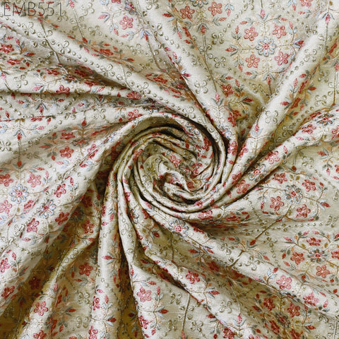 Embroidered Fabric by the yard Sewing DIY Crafting Indian Embroidery Wedding Dress Costumes Dolls Bags Cushion Covers Table Runners Blouses