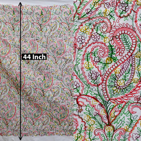 Paisley Embroidered Cotton Fabric by Yard Indian Embroidery Sewing DIY Crafting Women Summer Dresses Costumes Tote Bag Home Decor Curtains