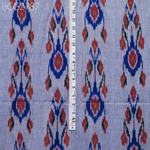 Blue Indian Ikat Cotton Fabric by yard Homespun Handwoven Cushion Covers Crafting Summer Women Pajamas Kids Shorts Sewing Kitchen Curtains