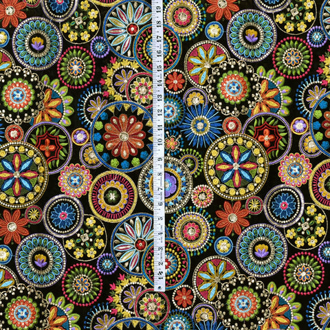 Multicolor Indian Embroidered Fabric by the Yard Georgette Embroidery Sewing Curtain DIY Crafting Women Dress Material Drapery Home Decor