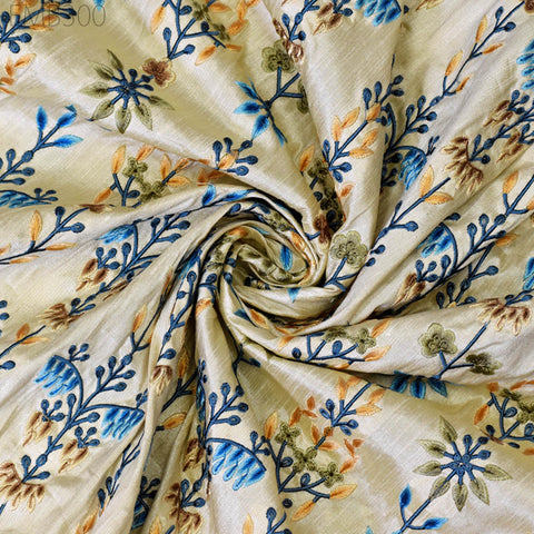 Indian Embroidery Fabric by the yard Sewing DIY Crafting Embroidered Wedding Dresses Fabric Costumes Dolls Bags Cushion Covers Table Runners