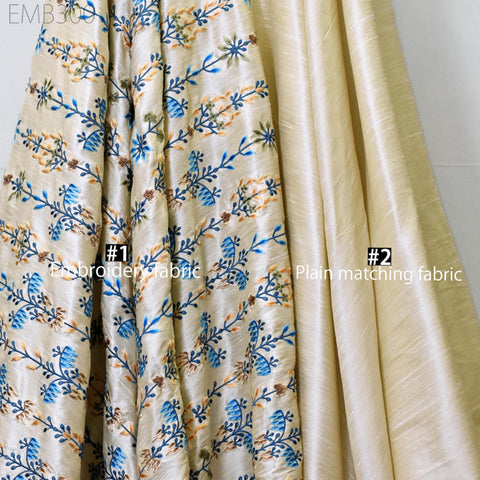 Indian Embroidery Fabric by the yard Sewing DIY Crafting Embroidered Wedding Dresses Fabric Costumes Dolls Bags Cushion Covers Table Runners