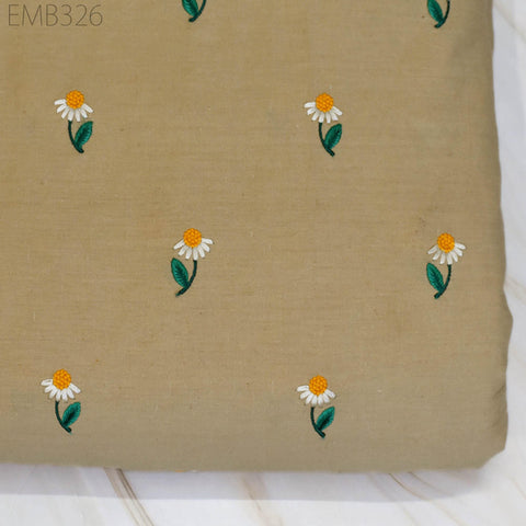 Floral Embroidered Cotton Fabric by the Yard Indian Embroidery Sewing DIY Crafting Women Summer Dresses Costumes Tote Bag Home Decor Curtain