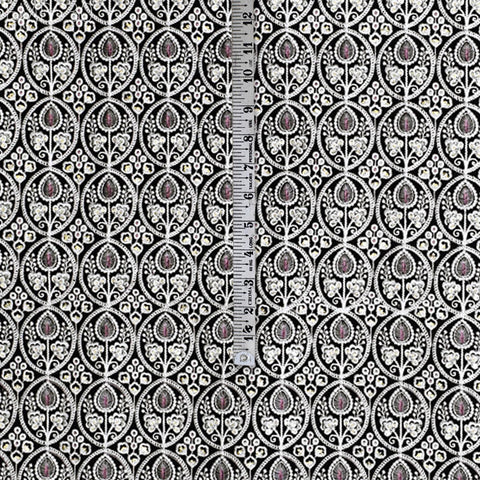 Embroidered Fabric by the yard Sewing DIY Crafting Indian Embroidery Wedding Dress Costumes Dolls Bags Cushion Covers Table Runners Blouses