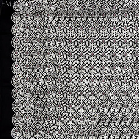 Embroidered Fabric by the yard Sewing DIY Crafting Indian Embroidery Wedding Dress Costumes Dolls Bags Cushion Covers Table Runners Blouses