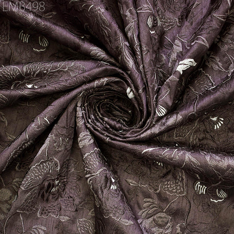 Old Lavender Embroidered Fabric by the yard Sewing Dress Material Indian Embroidery Wedding Outfit Dress Costumes Blazers Nehru Collar Coat