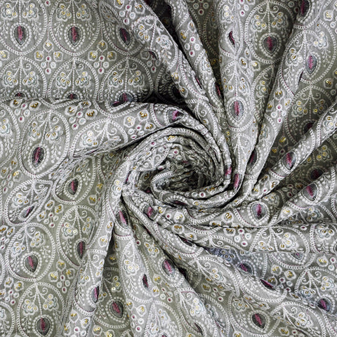 Embroidered Fabric by the yard Sewing DIY Crafting Indian Embroidery Wedding Dress Costumes Dolls Bags Cushion Covers Table Runners Blouses