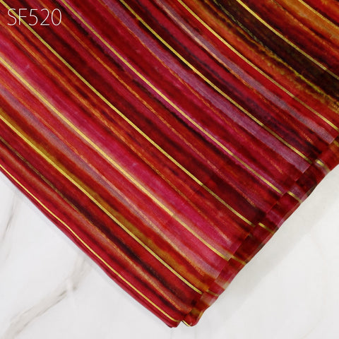 Red Pure Silk Organza Saree Indian Printed Fabric by the Yard DIY Crafting Sewing Wedding Dresses Costumes Dolls Women Apparel Light Weight