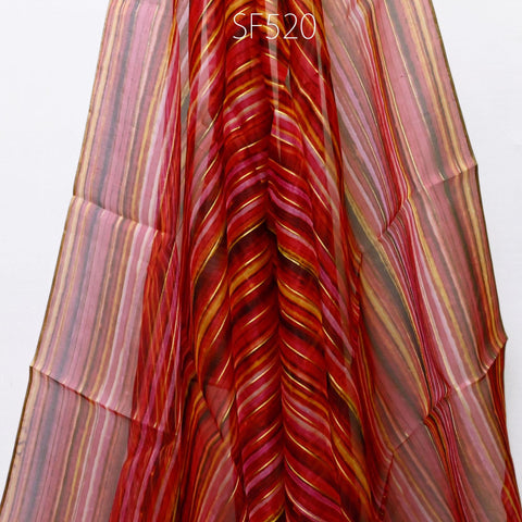 Red Pure Silk Organza Saree Indian Printed Fabric by the Yard DIY Crafting Sewing Wedding Dresses Costumes Dolls Women Apparel Light Weight