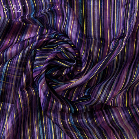 Purple Pure Silk Organza Saree Indian Printed Fabric by the Yard Crafting Sewing Bride Wedding Dresses Costumes Women Apparel Light Weight