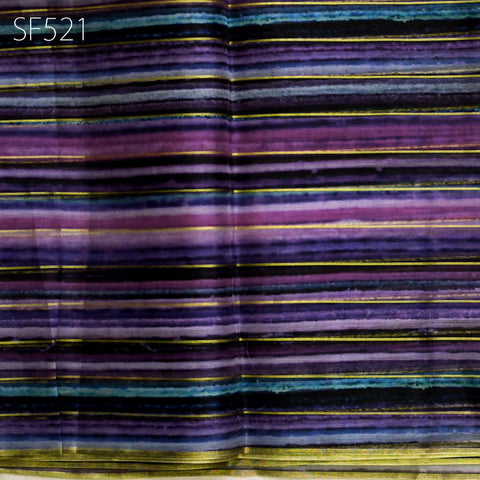 Purple Pure Silk Organza Saree Indian Printed Fabric by the Yard Crafting Sewing Bride Wedding Dresses Costumes Women Apparel Light Weight