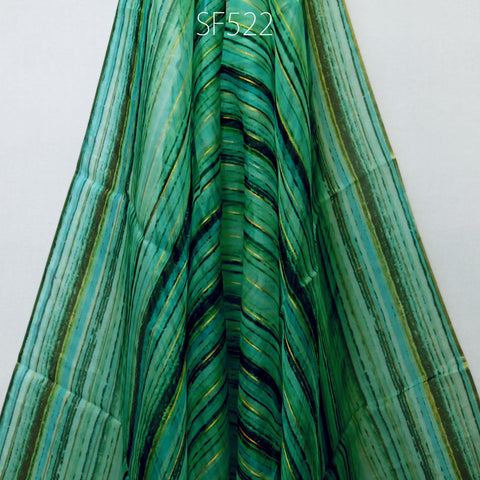 Green Pure Silk Organza Saree Indian Printed Fabric by the Yard Crafting Sewing Bride Wedding Dresses Costumes Women Apparel Light Weight