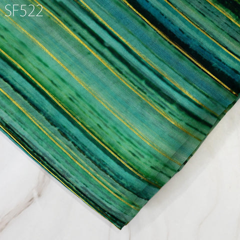 Green Pure Silk Organza Saree Indian Printed Fabric by the Yard Crafting Sewing Bride Wedding Dresses Costumes Women Apparel Light Weight