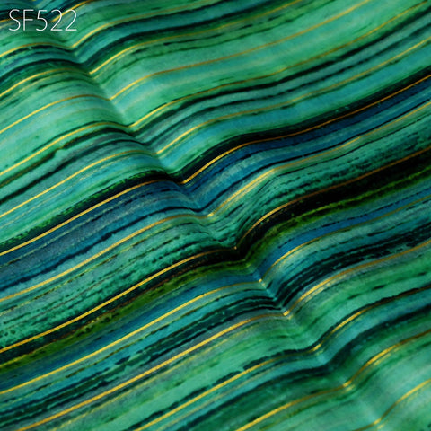 Green Pure Silk Organza Saree Indian Printed Fabric by the Yard Crafting Sewing Bride Wedding Dresses Costumes Women Apparel Light Weight