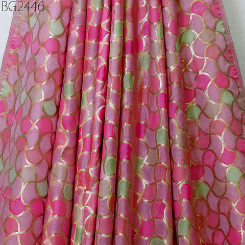 Pink Brocade Fabric by the Yard Wedding Dresses Lehenga Skirt Jackets Indian Blended Banarasi Dress Material Sewing Home Décor Crafting
