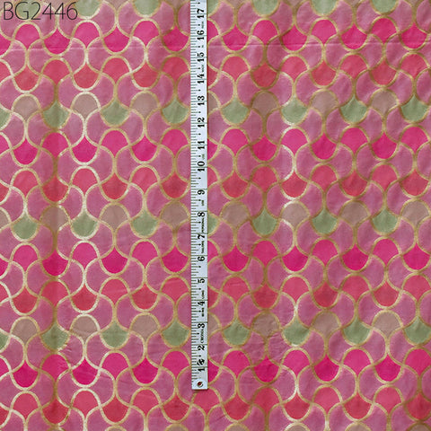 Pink Brocade Fabric by the Yard Wedding Dresses Lehenga Skirt Jackets Indian Blended Banarasi Dress Material Sewing Home Décor Crafting
