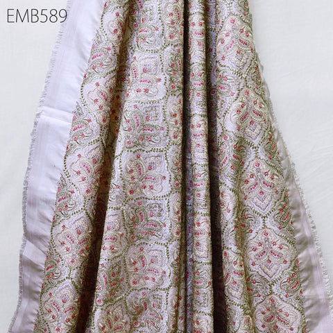 Embroidered Fabric by the yard Sewing DIY Crafting Indian Embroidery Wedding Dress Costumes Dolls Bags Cushion Covers Table Runners Blouses