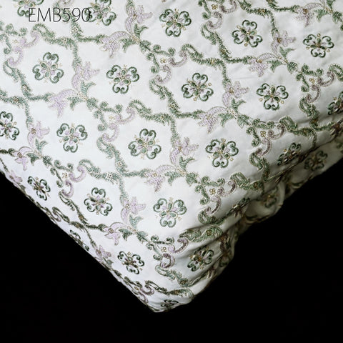 Embroidered Fabric by the yard Sewing DIY Crafting Indian Embroidery Wedding Dress Costumes Dolls Bags Cushion Covers Table Runners Blouses