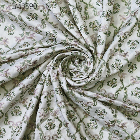 Embroidered Fabric by the yard Sewing DIY Crafting Indian Embroidery Wedding Dress Costumes Dolls Bags Cushion Covers Table Runners Blouses
