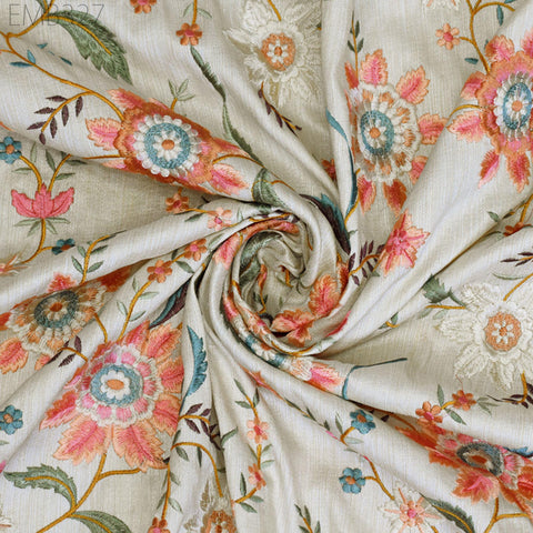 Indian Embroidered by the yard Fabric Sewing DIY Crafting Embroidery Wedding Dresses Fabric Costumes Dolls Bags Cushion Covers Table Runners