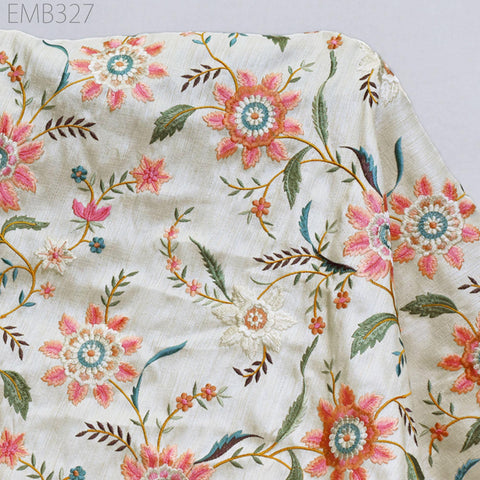 Indian Embroidered by the yard Fabric Sewing DIY Crafting Embroidery Wedding Dresses Fabric Costumes Dolls Bags Cushion Covers Table Runners