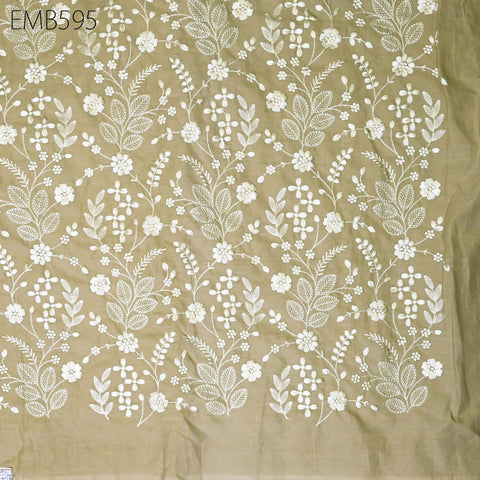 Embroidered Cotton Fabric by the Yard Indian Embroidery Sewing Fabric DIY Crafting Summer Women Dresses Costumes Doll Bag Home Decor Curtain