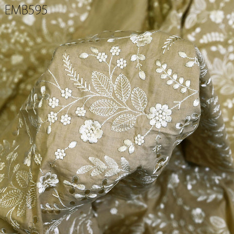 Embroidered Cotton Fabric by the Yard Indian Embroidery Sewing Fabric DIY Crafting Summer Women Dresses Costumes Doll Bag Home Decor Curtain