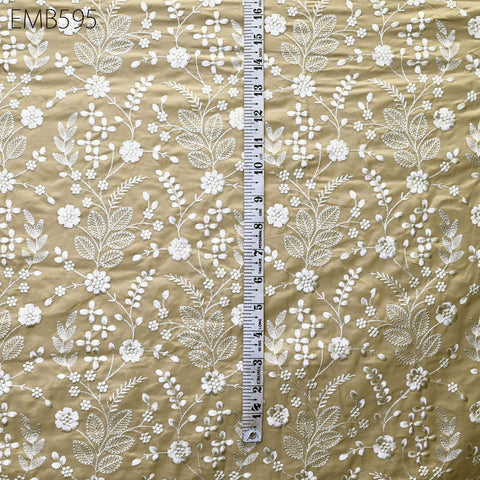 Embroidered Cotton Fabric by the Yard Indian Embroidery Sewing Fabric DIY Crafting Summer Women Dresses Costumes Doll Bag Home Decor Curtain