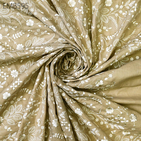 Embroidered Cotton Fabric by the Yard Indian Embroidery Sewing Fabric DIY Crafting Summer Women Dresses Costumes Doll Bag Home Decor Curtain