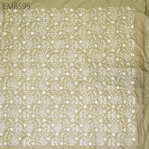 Embroidered Cotton Fabric by the Yard Indian Embroidery Sewing Fabric DIY Crafting Summer Women Dresses Costumes Doll Bag Home Decor Curtain