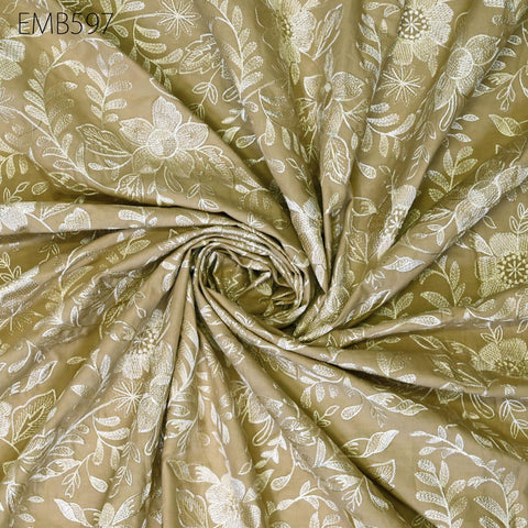 Embroidered Cotton Fabric by the Yard Indian Embroidery Sewing Fabric DIY Crafting Summer Women Dresses Costumes Doll Bag Home Decor Curtain