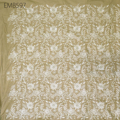 Embroidered Cotton Fabric by the Yard Indian Embroidery Sewing Fabric DIY Crafting Summer Women Dresses Costumes Doll Bag Home Decor Curtain