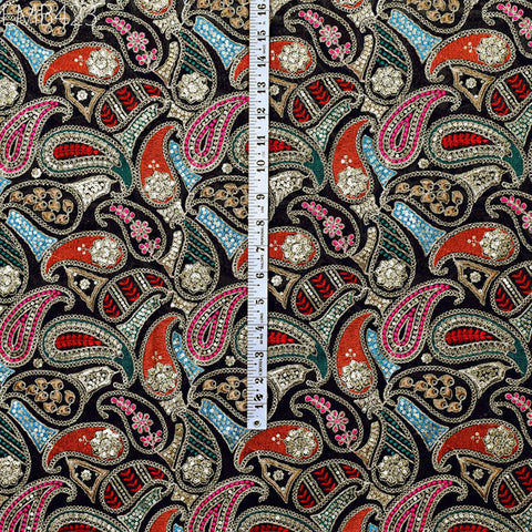 Indian Embroidered Fabric by the Yard Georgette Blue Embroidery Sewing Curtain DIY Crafting Summer Women Dress Material Drapery Home Decor